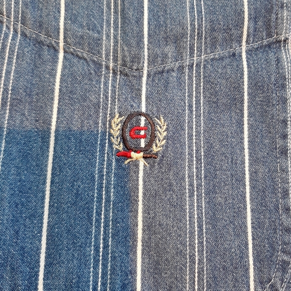 Coliseum Jeans Denim Striped Short Sleeve Button Shirt - Picture 2 of 5
